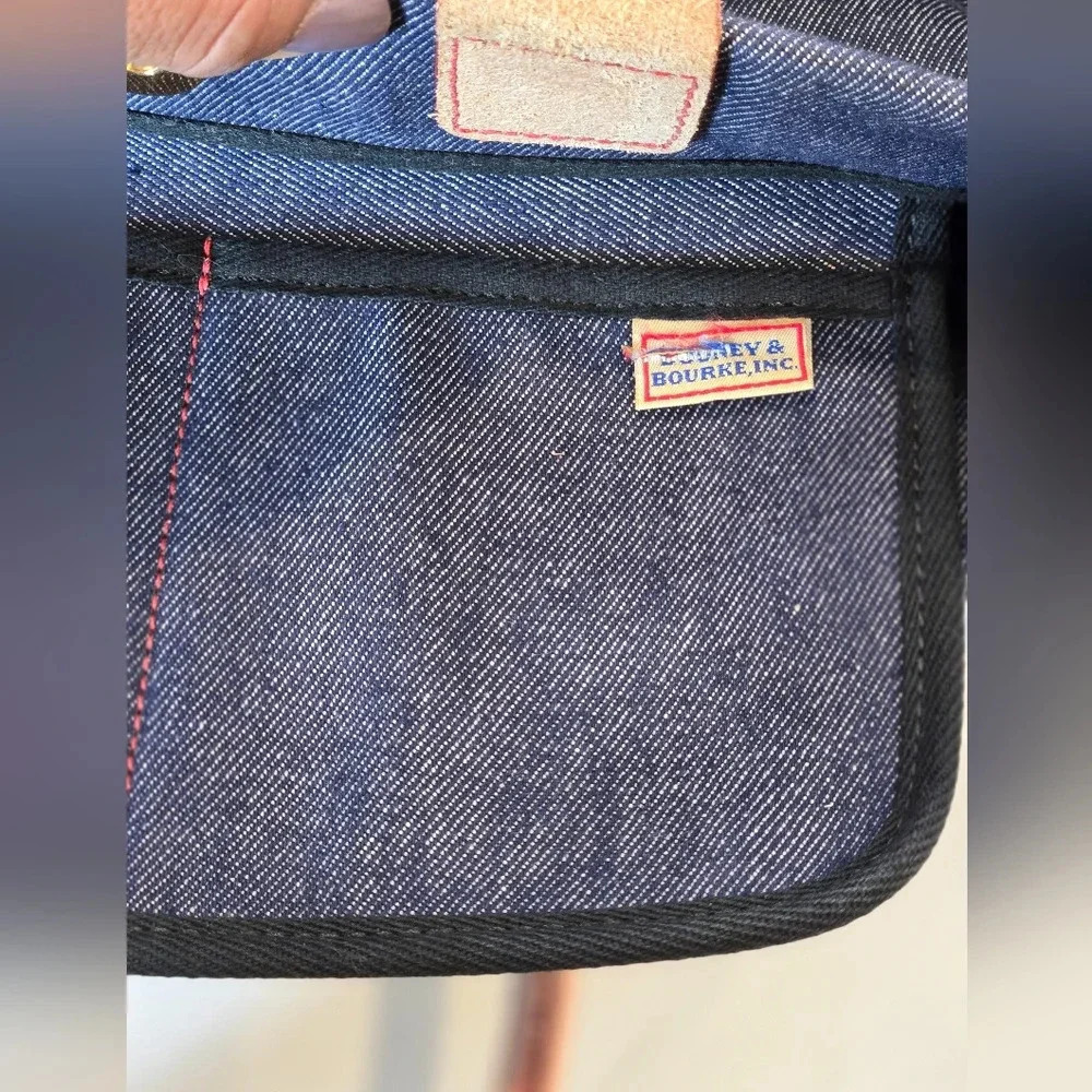 Dooney & Bourke Blue Denim Satchel With Crossbody Leather Strap bag. - Picture 2 of 9